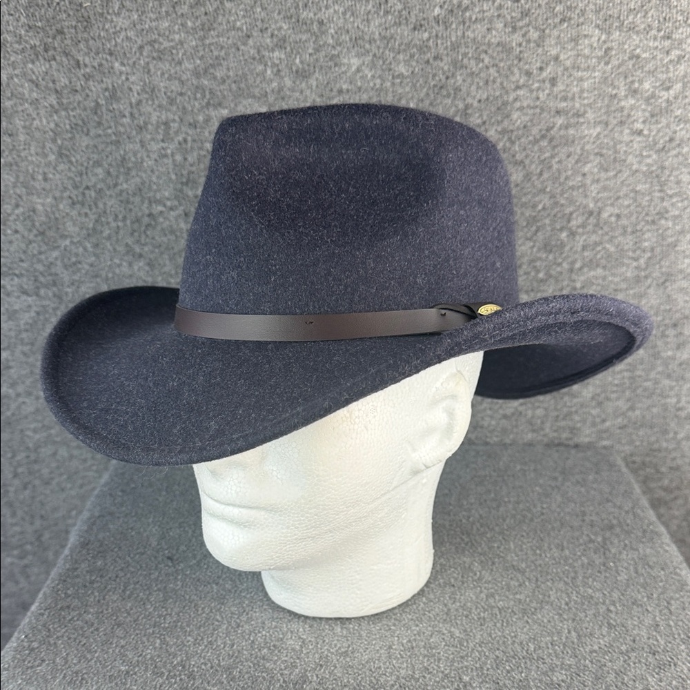 Scala Men's Anchorage Azure Wool Felt Hat Handmade Dark Blue Large
